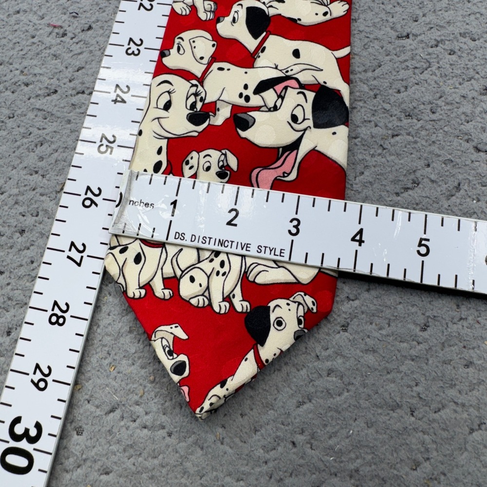Mickey Inc Tie Disney 101 Dalmatians Silk Red Puppy Dogs Fun Cartoon Novelty Vtg